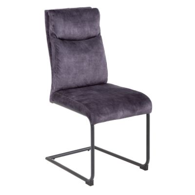 Set 2 scaune tapitat cu Catifea Gri cu picioare din Metal Negru H97xL45xA64cm Comfort