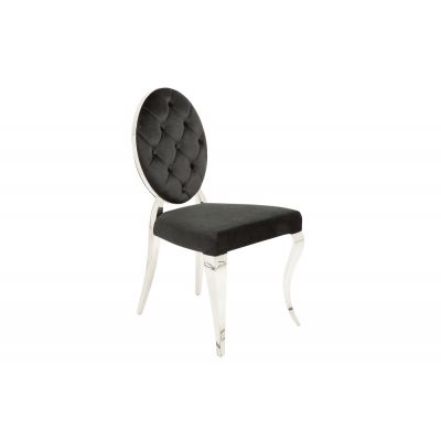 Set 2 scaune tapitat cu Catifea Negru cu picioare din Otel inoxidabil Argintiu H92xL49xA61cm Barock Modern