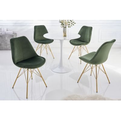 Set 2 scaune tapitat cu Catifea Verde cu picioare din Metal Auriu H86xL49xA57cm Scandinavia