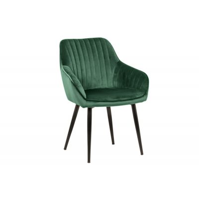 Set 2 scaune tapitat cu Catifea Verde cu picioare din Metal Negru H84xL60xA61cm Turin