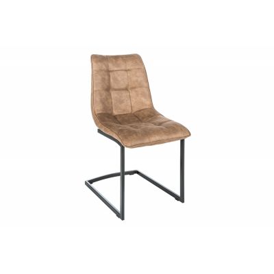 Set 2 scaune tapitat cu Microfibra Maro deschis cu picioare din Metal Negru H88xL46xA63cm Miami