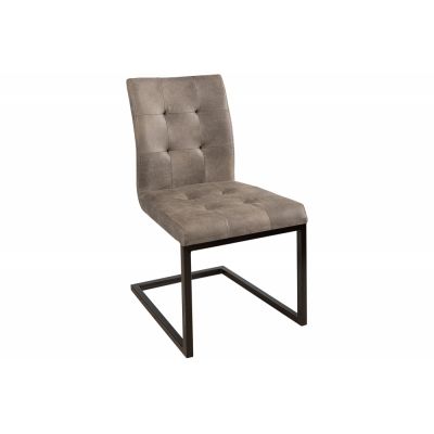 Set 2 scaune tapitat cu Microfibra Maro taupe cu picioare din Metal Negru H90xL45xA55cm Oxford