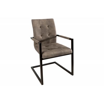 Set 2 scaune tapitat cu Microfibra Maro taupe cu picioare din Metal Negru H90xL55xA55cm Oxford