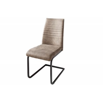 Set 2 scaune tapitat cu Microfibra Maro taupe cu picioare din Metal Negru H93xL41xA61cm Apartment