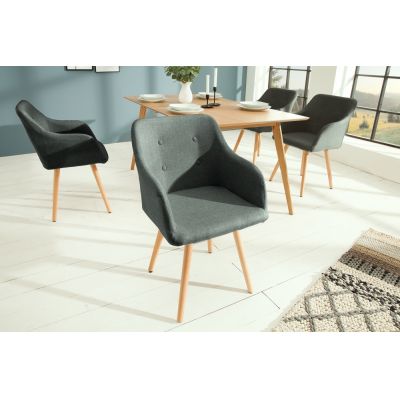 Set 2 scaune tapitat cu Stofa Gri cu picioare din Lemn de fag Maro H85xL55xA55cm Scandinavia