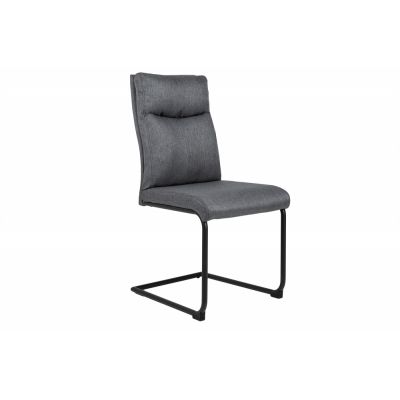 Set 2 scaune tapitat cu Stofa Gri cu picioare din Metal Negru H97xL45xA64cm Comfort
