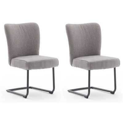 Set 2 scaune tapitate cu stofa si picioare metalice, Santiago A Swing, Gri / Negru, l53xA64xH93 cm