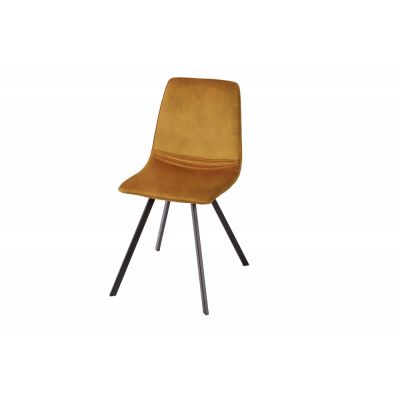 Set 4 scaune tapitat cu Catifea Galben cu picioare din Metal Negru H83xL47xA59cm Amsterdam