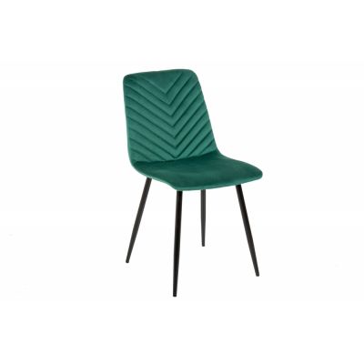 Set 4 scaune tapitat cu Catifea Verde cu picioare din Metal Negru H87xL45xA54cm Amazonas
