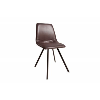 Set 4 scaune tapitat cu Piele artificiala Maro cu picioare din Metal Negru H85xL45xA60cm Amsterdam