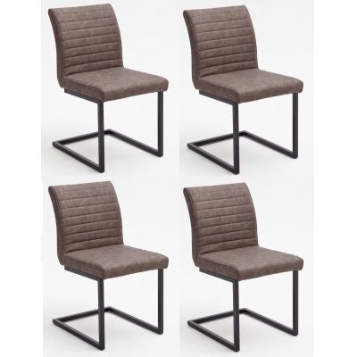 Set 4 scaune tapitate cu piele ecologica si picioare metalice, Kian A Maro / Negru, l47xA63xH86 cm