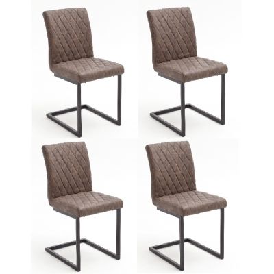 Set 4 scaune tapitate cu piele ecologica si picioare metalice, Kian B Maro / Negru, l47xA63xH86 cm