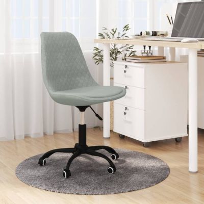 vidaXL Scaun de bucătărie pivotant, gri deschis, material textil