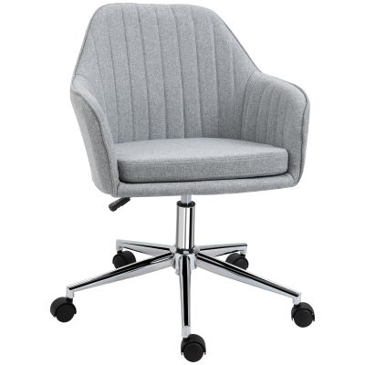 Vinsetto Scaun de birou din stofa cu roti, scaun pivotant si reglabil pe inaltime, 61x59x86-96cm, gri deschis