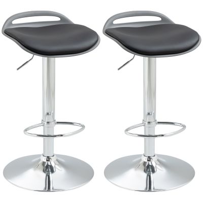 HOMCOM Set de 2 Scaune de Bar Reglabile și Pivotante cu Suport pentru Picioare Negru Argintiu 39x41x68-88cm | Aosom Romania