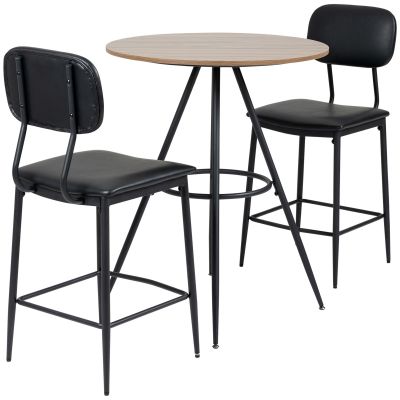 HOMCOM Set Mobilier pentru Bar, Masă și 2 Scaune Captușite Maro, Cadru Metalic, Design Modern | Aosom Romania