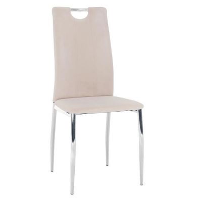 Scaun catifea bej crom Oliva 42x52x97 cm