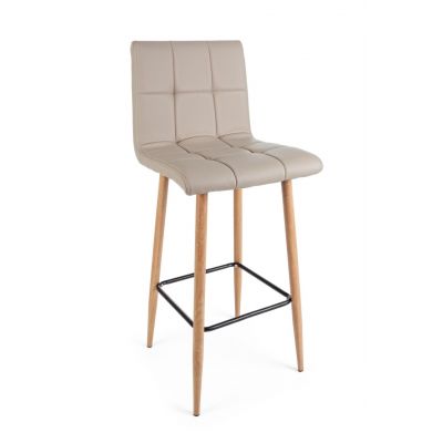 Scaun de bar Bruce, Bizzotto, piele ecologica, 46x40x108 cm, cappuccino