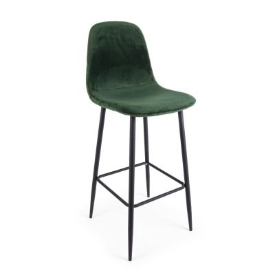 Scaun de bar Irelia, Bizzotto, catifea, 46x39x103 cm, verde inchis