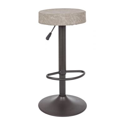 Scaun de bar Piper Vintage, Bizzotto, piele ecologica, inaltime ajustabila, 35x35x85 cm, gri deschis