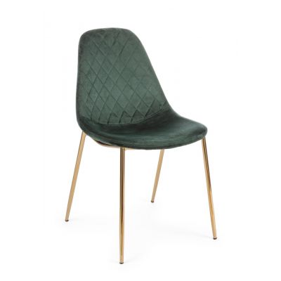 Scaun Terry, Bizzotto, catifea, 48x55x85 cm, verde inchis