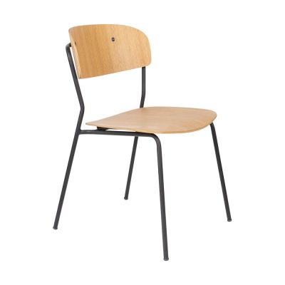 Set 2 scaune cu aspect de lemn de plop Jolien - White Label