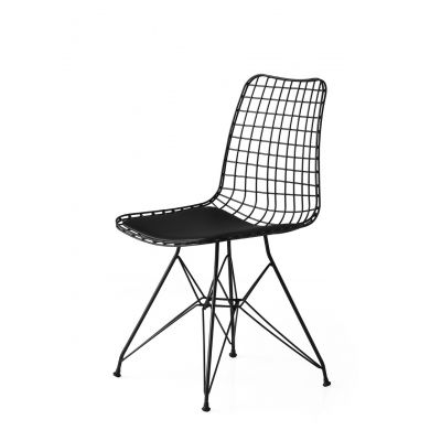 Set 2 scaune, Nmobb, Tivoli 271, 46 x 81 x 42.5 cm, metal/piele, negru
