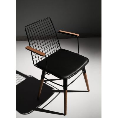 Set 2 scaune, Nmobb, Trend 961, 43 x 82 x 39 cm, metal/piele, negru/maro ieftin