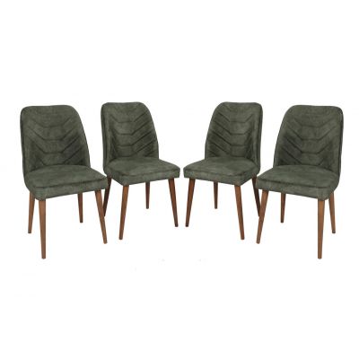 Set 4 scaune, Nmobb, Dallas 565, 50 x 90 x 49 cm, lemn/metal, maro/verde inchis
