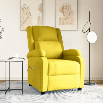 vidaXL Fotoliu de masaj electric, galben deschis, textil