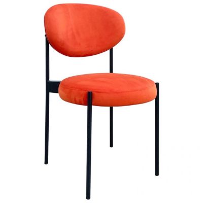 Scaun tapitat cu Catifea Rosu cu picioare din Metal Negru H84xL49xA56cm Kaylee