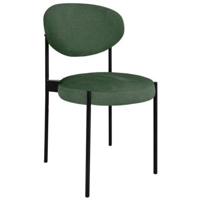 Scaun tapitat cu Chenille Verde cu picioare din Metal Negru H84xL49xA56cm Kaylee Richmond Interiors