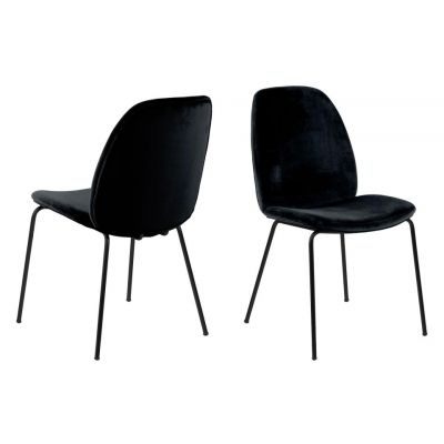 Set 2 scaune tapitate cu stofa si picioare metalice Carmen Velvet Negru, l48,5xA63xH87,5 cm