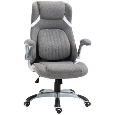 Scaun de Birou Vinsetto Ergonomic din Țesătură Efect In, cu Spumă de Cauciuc și Cadru din Oțel, Înălțime Reglabilă, 68x76x109-117cm, Gri | Aosom România