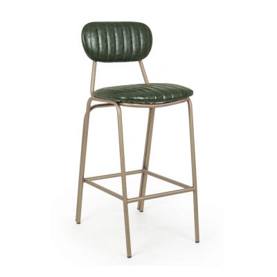 Scaun de bar Addy, Bizzotto, 41 x 51 x 100 cm, otel/piele ecologica, verde deschis