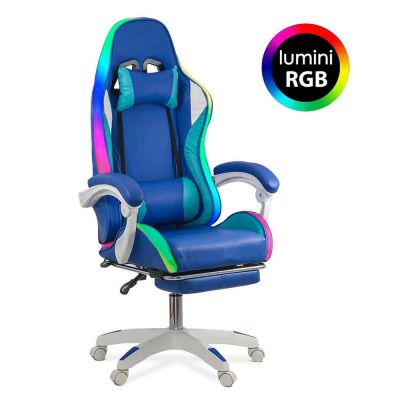 Scaun gaming cu lumini RBG si suport picioare OFF 298 Multicolor