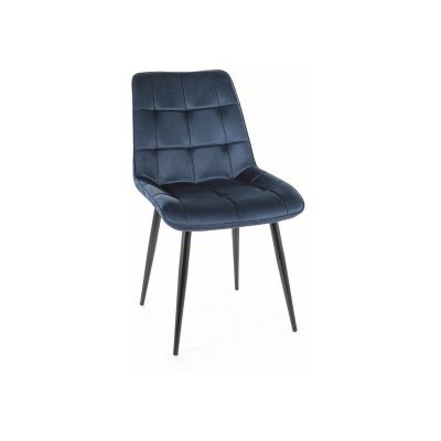 Scaun tapitat cu stofa si picioare metalice, Chase Monolith Velvet Bleumarin / Negru Mat, l50xA58xH88 cm