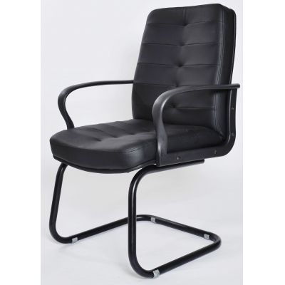 Scaun vizitator cu brate piele eco negru Eva