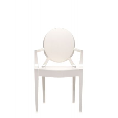 Set 2 scaune Kartell Louis Ghost design Philippe Starck alb lucios