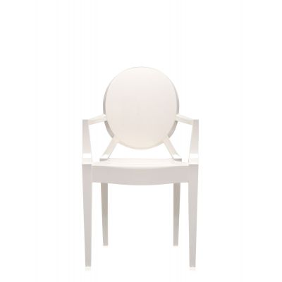 Set 2 scaune Kartell Louis Ghost design Philippe Starck alb lucios