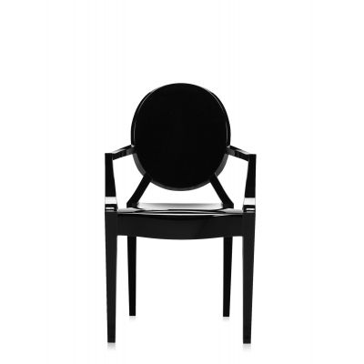 Set 2 scaune Kartell Louis Ghost design Philippe Starck negru lucios