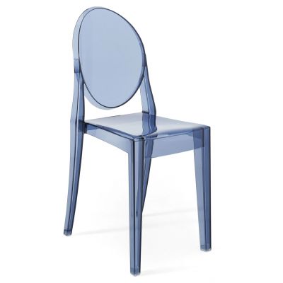 Set 2 scaune Kartell Victoria Ghost design Philippe Starck albastru transparent