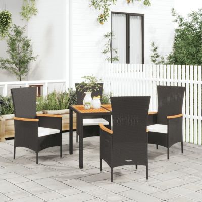 vidaXL Set mobilier de grădină cu perne, 5 piese, negru, poliratan