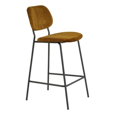 Scaun de bar galben muștar din catifea 92 cm Emma – Light & Living Scaun de bar galben muștar din catifea 92 cm Emma – Light & Living