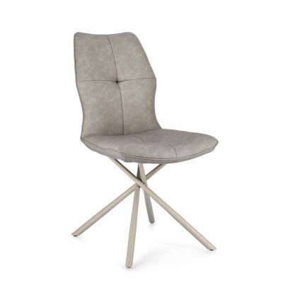 Scaun Kepler, Bizzotto, 50 x 66 x 94 cm, otel/piele ecologica, grej