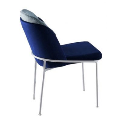 Set scaune 2 piese, Nmobb , Dore 123, Metal, Albastru inchis/Alb