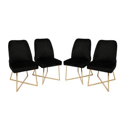 Set scaune 4 piese, Nmobb , Madrid 133, Metal, Aur/Negru