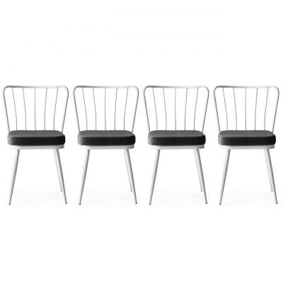 Set scaune 4 piese, Nmobb , Yıldız, Metal, Alb la reducere