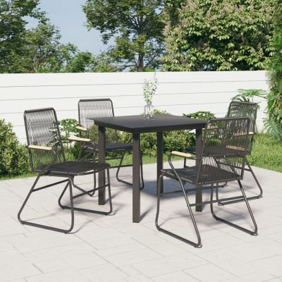 vidaXL Set mobilier de grădină, 5 piese, negru, ratan PVC