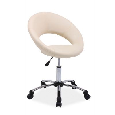 Scaun de birou Q-128 piele ecologica crem - H75 cm
